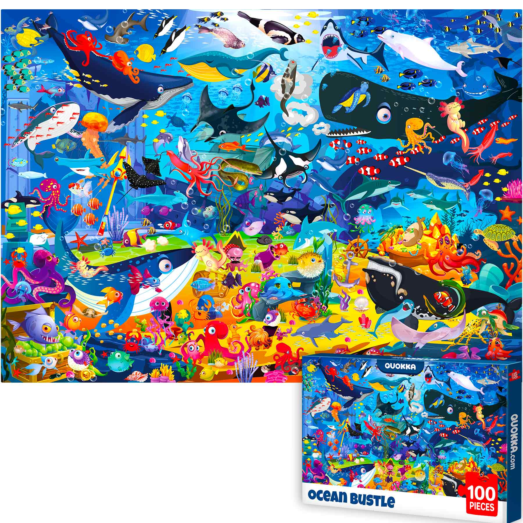 QUOKKA 100 Pcs Jigsaw Puzzle for Kids | Ocean Animals Learning Game