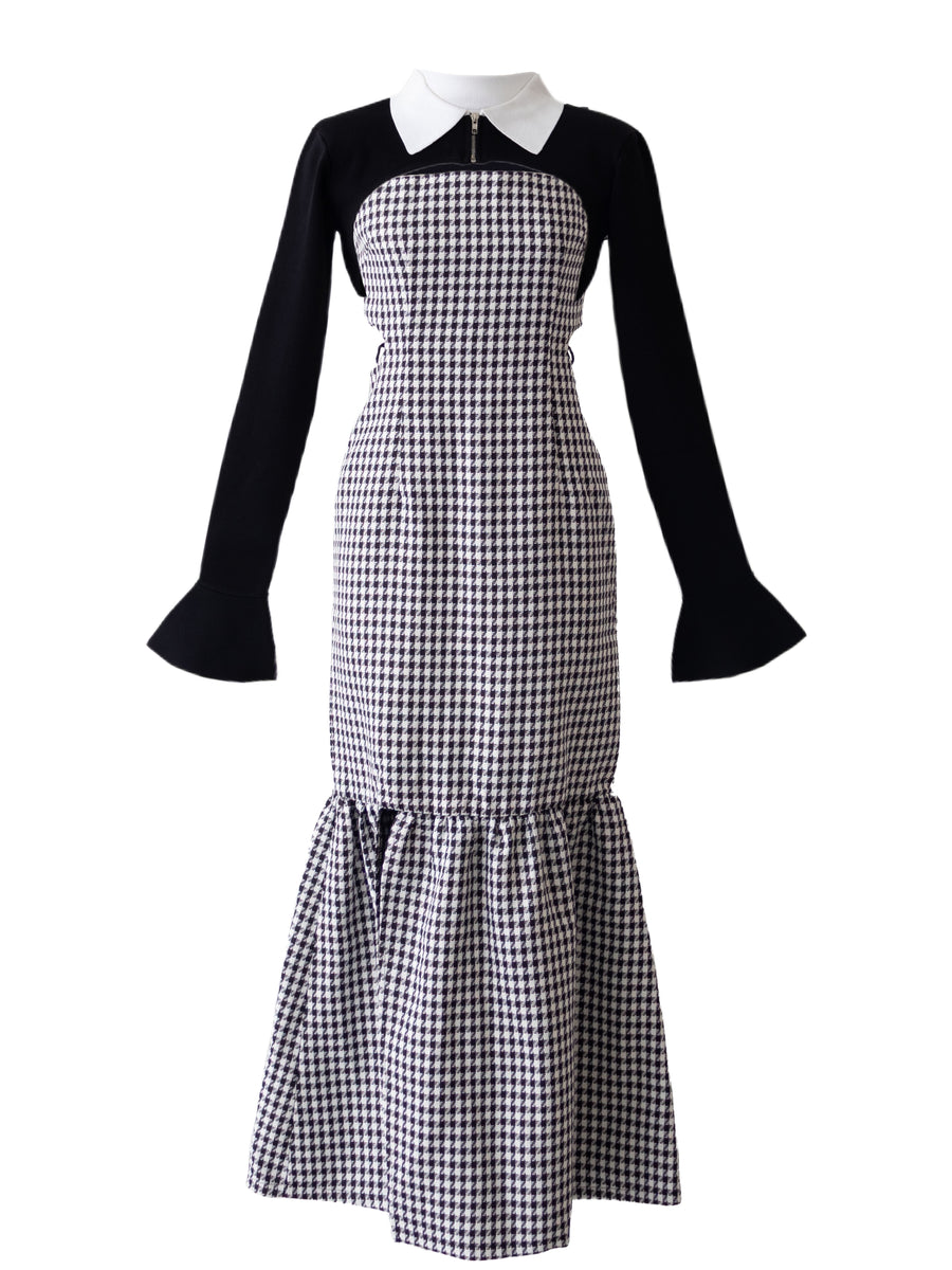 Back open houndstooth ensemble – Randy
