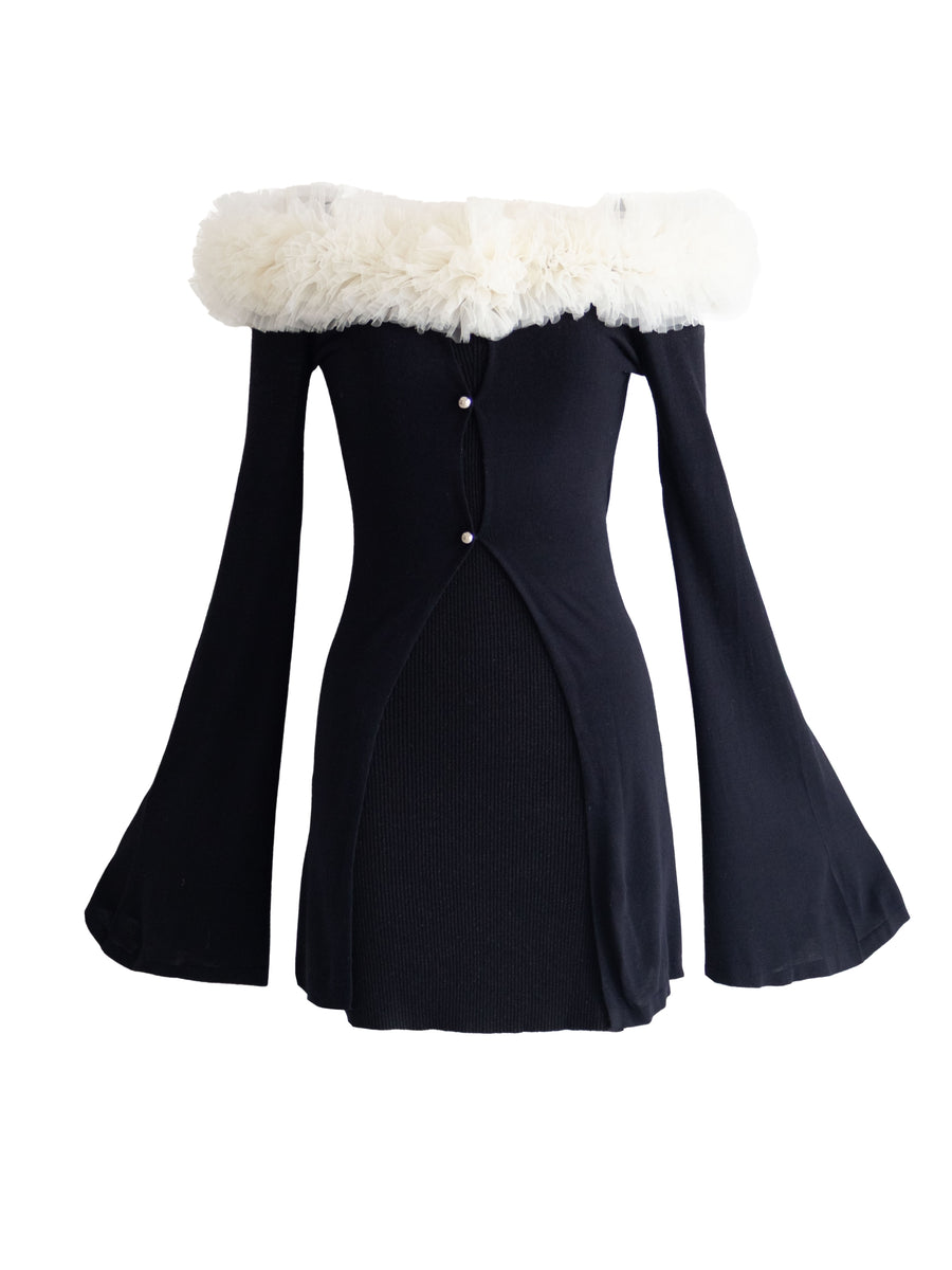 チュールオフショルアシンメトリーワンピース – Randy