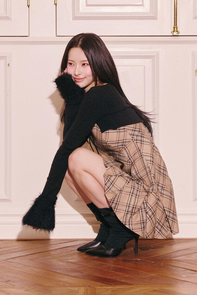 プレイドファースリーブカーディガンアンサンブル – Randy