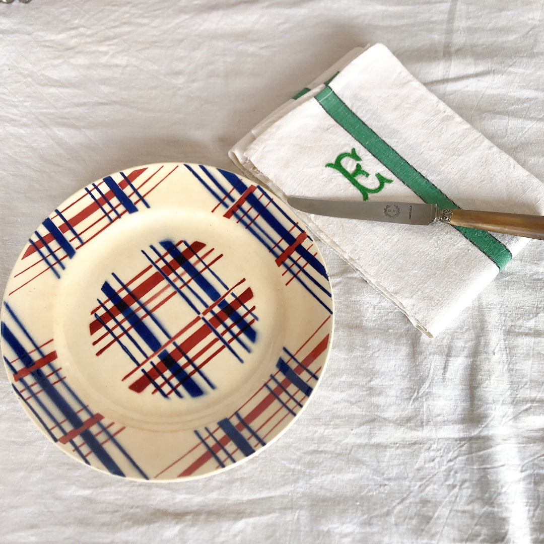 フランスアンティーク サンタマン SAINT AMAND バスク柄プレート 22.5