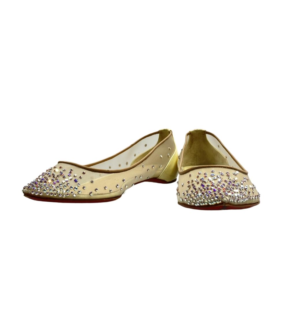 クリスチャンルブタン フラットパンプス メッシュ ラインストーン