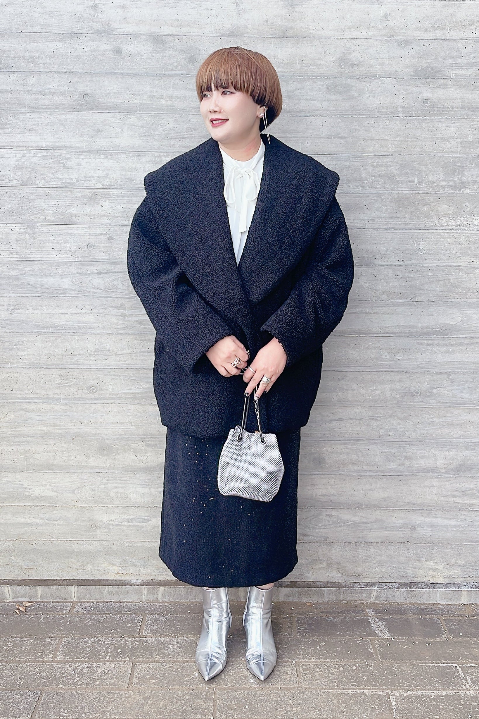 CYNICAL】ケープカラーボアコクーンコート/552-94003