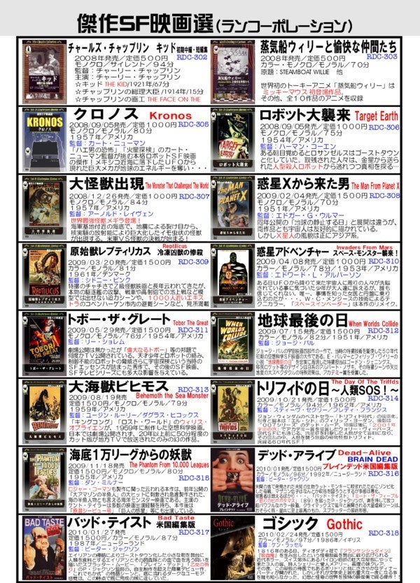ランコーポレーションのDVD 【傑作SF映画選】 怪獣、ホラーもあります