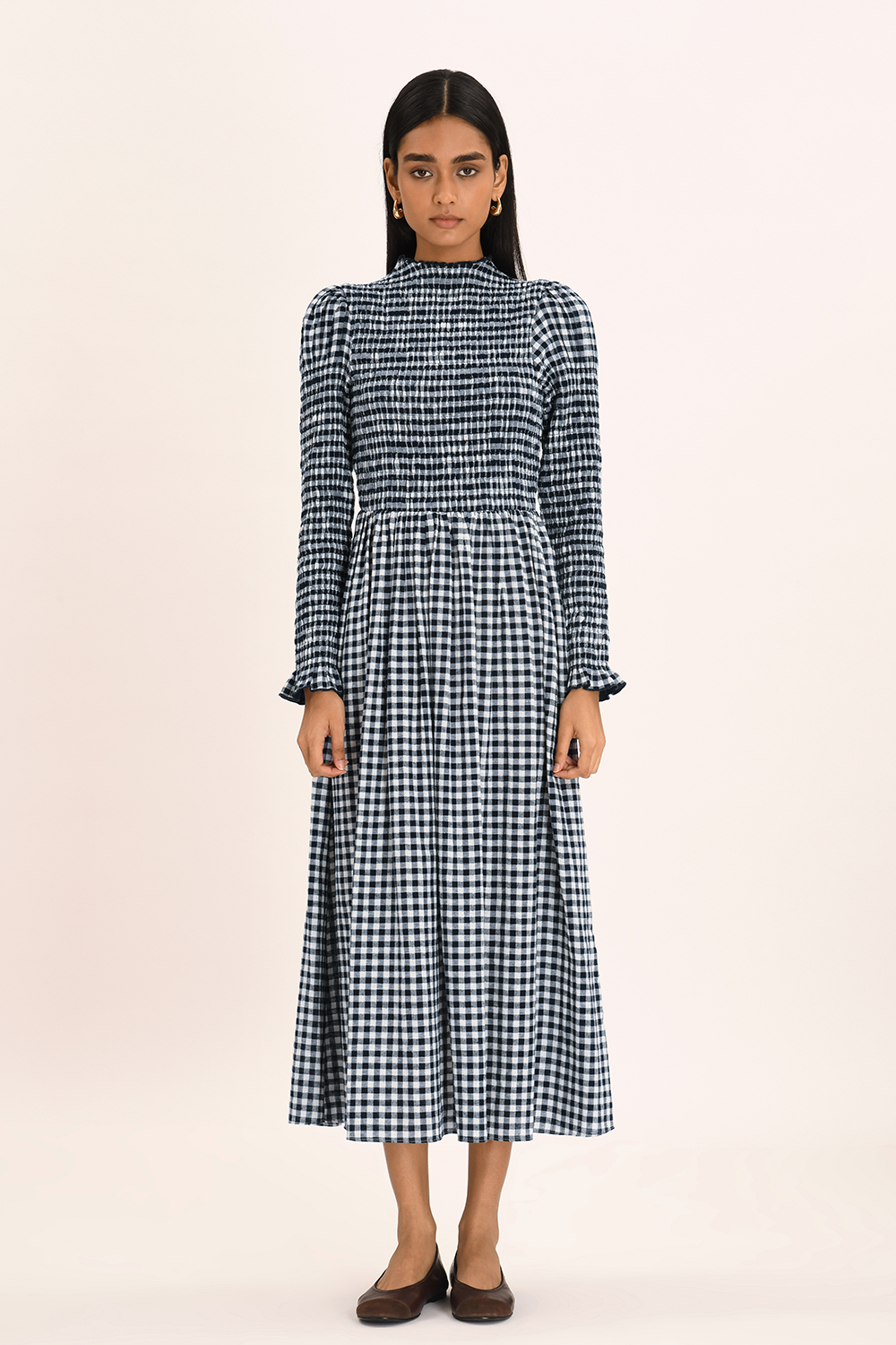 Berte Dress - Indigo Check – steele. label