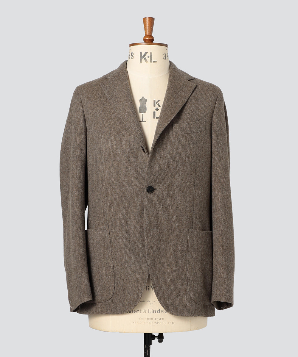 BOGLIOLI ウールカシミヤヘリンボーン3Bシングルジャケット/DOVER