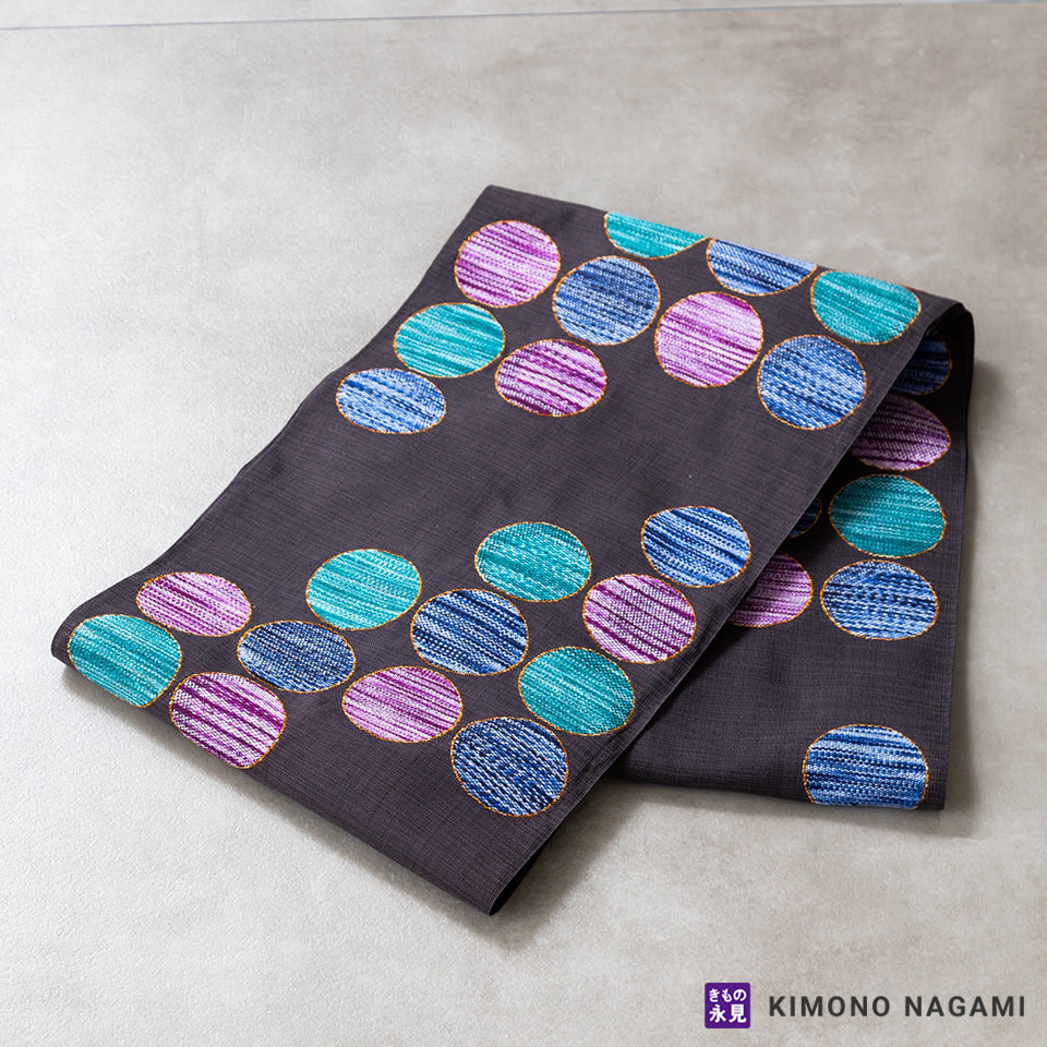 八寸名古屋帯 お仕立て済 西陣 三幸織物 モダンドット柄 – きもの永見