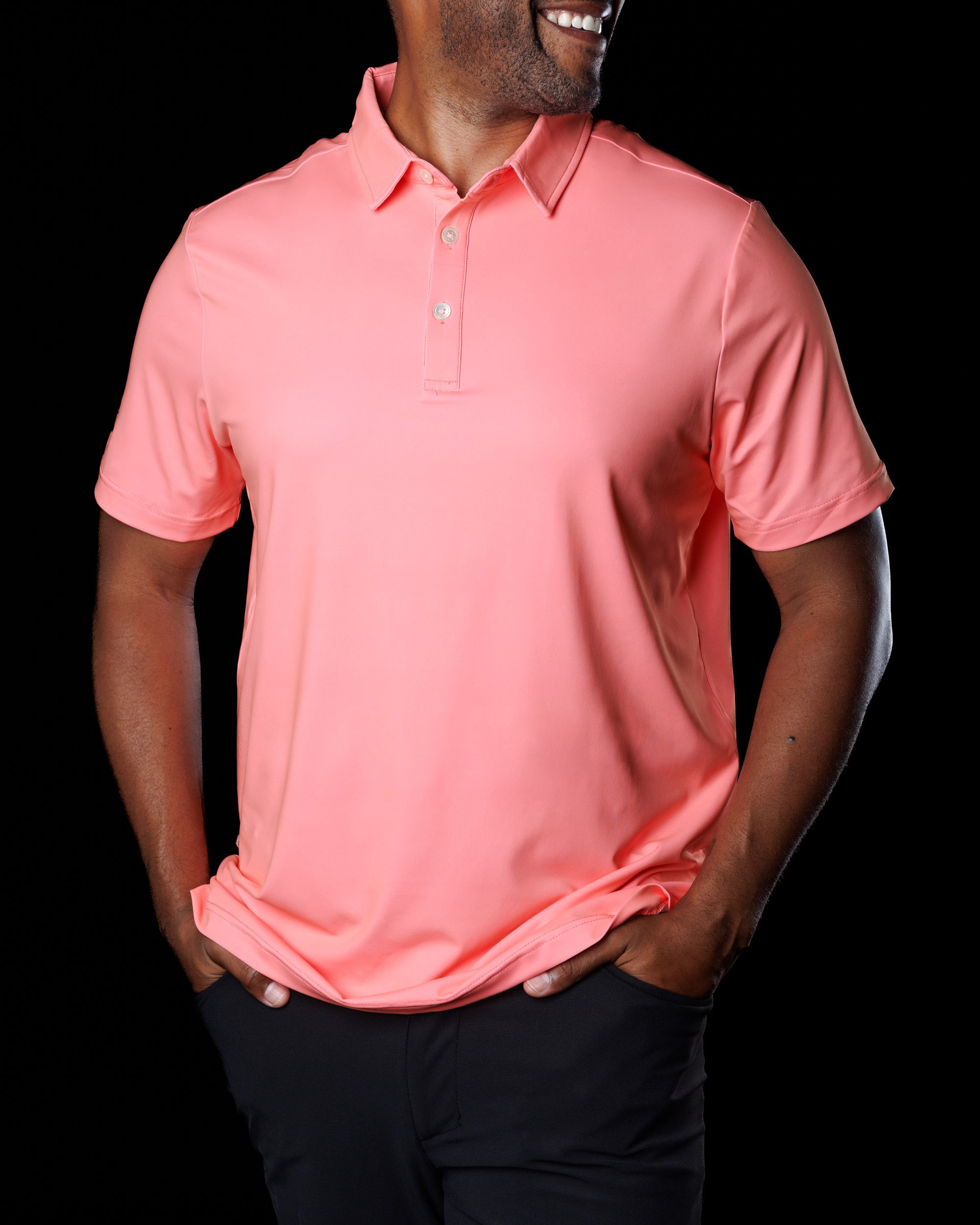 Atomic - Light Pink Men's Solid Color Golf Polo Shirt | Sunday Swagger