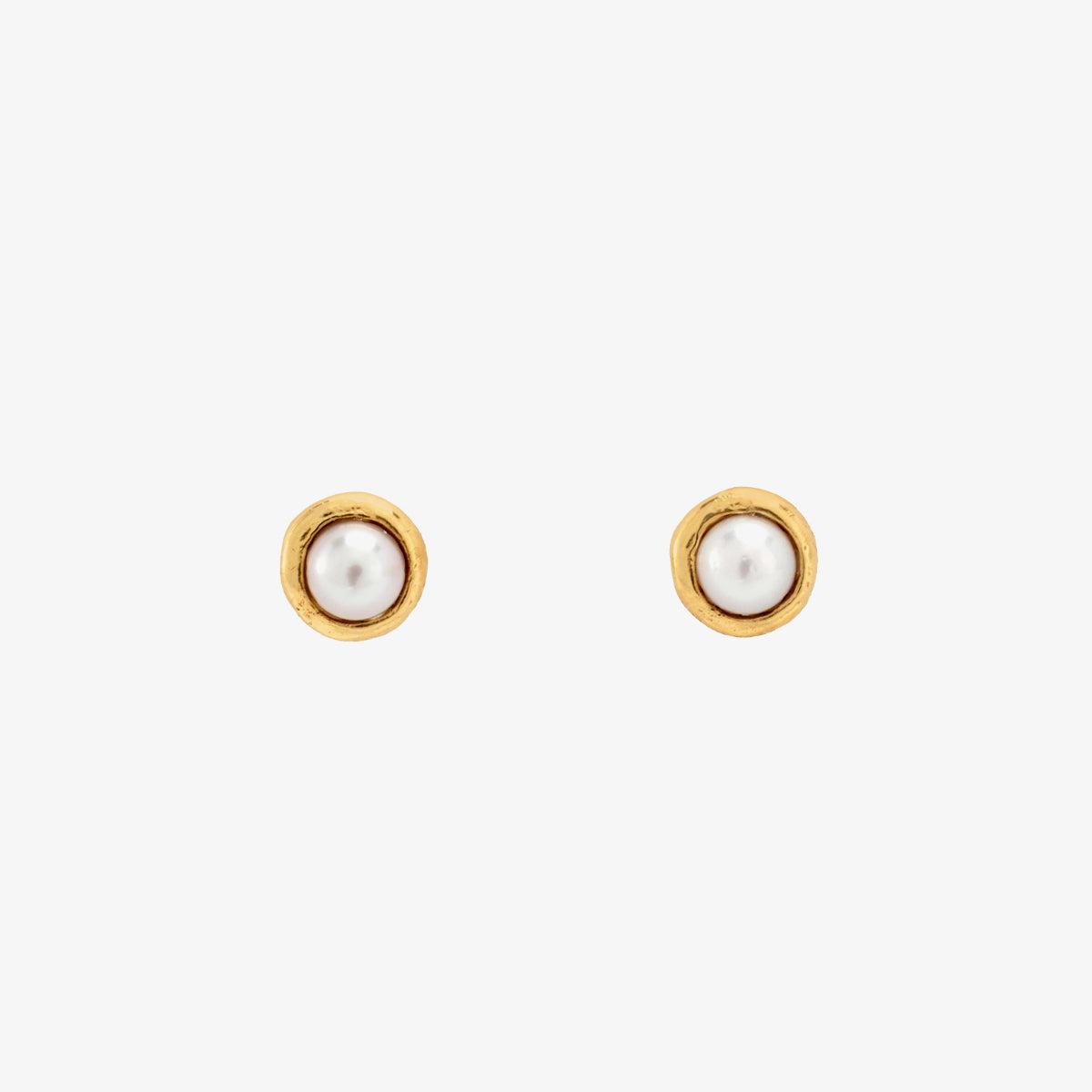 Gold Trimmed Pearl Studs – Satomi Kawakita Tokyo