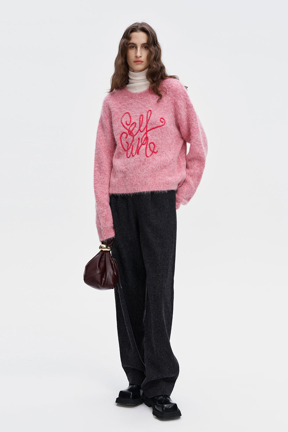 Pink Alpaca Blend Sweater Knit Top – SELFWHO