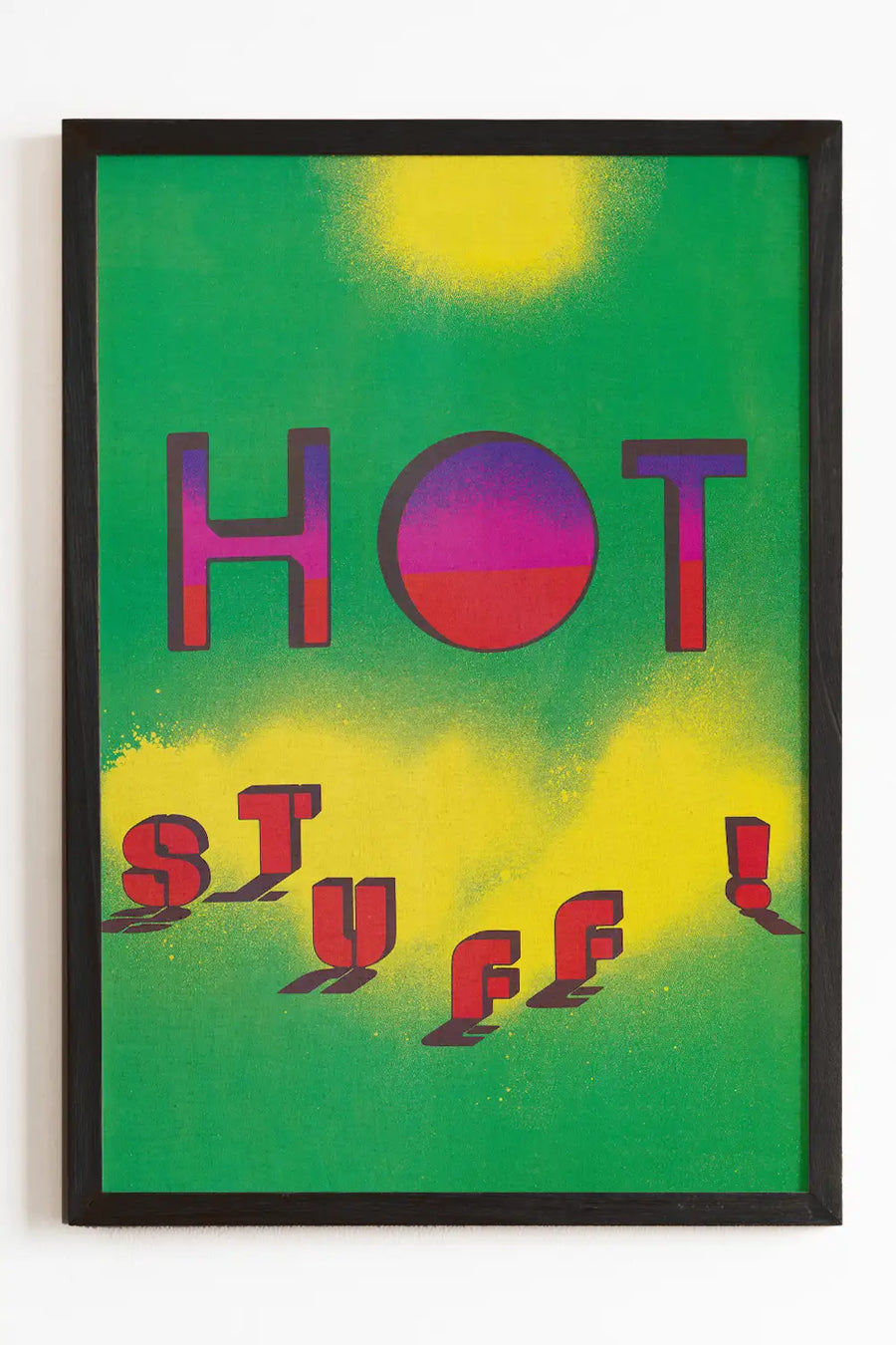 Hot Stuff! 80s Bold Green Graphic Art Print by Jubi Retro Poster
