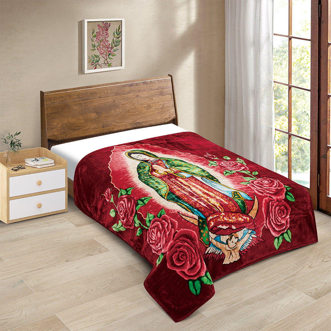 Supreme Heat 1 Ply Virgen de Guadalupe Blanket (Solid Case Pack 5 Blan