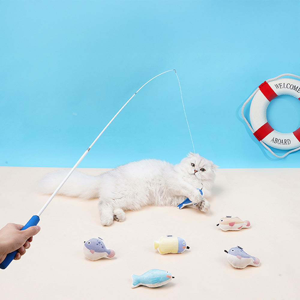 猫を誘惑する魚のじゃらし Fishing Retractable Cat Playing Rod – MAG