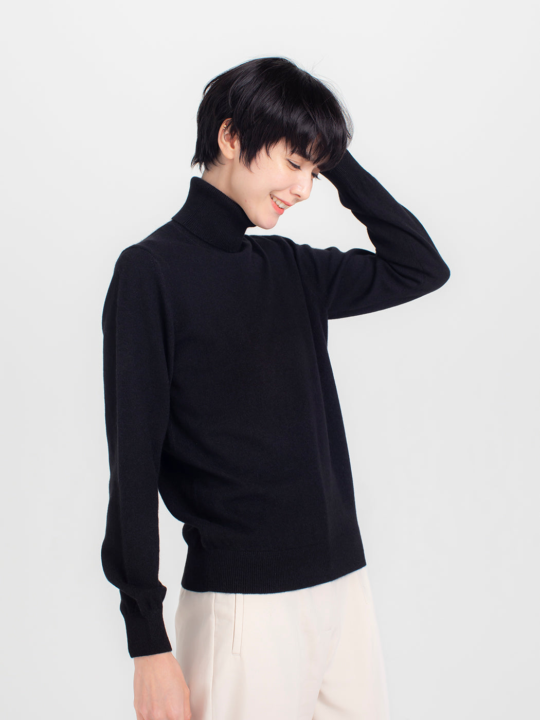 日本製】カシミヤ100% ベーシック タートルネック セーター レディース