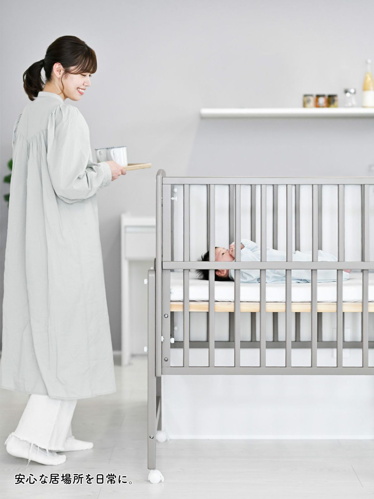 2024年3月購入 nommoc Wオープン ハイタイプ ベビーベッド ホワイト