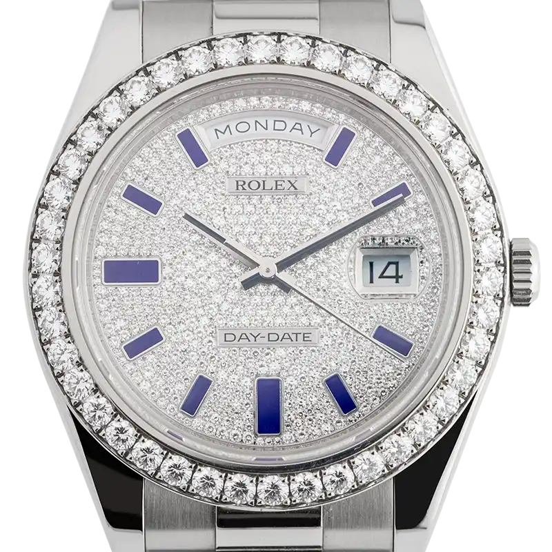 Buy Rolex Day-Date 41 218349 Diamond-Paved Blue Dial President