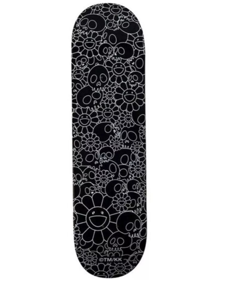 Takashi Murakami - Skulls and Flower Skateboard deck ( Black