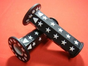 汎用 六角グリップ 星柄 ブラック ｜旧車カスタム＆レストア