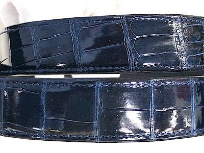 クロコダイル・エルメス用 32mm幅ベルト ネイビーカラー | TS-HORIUCHI