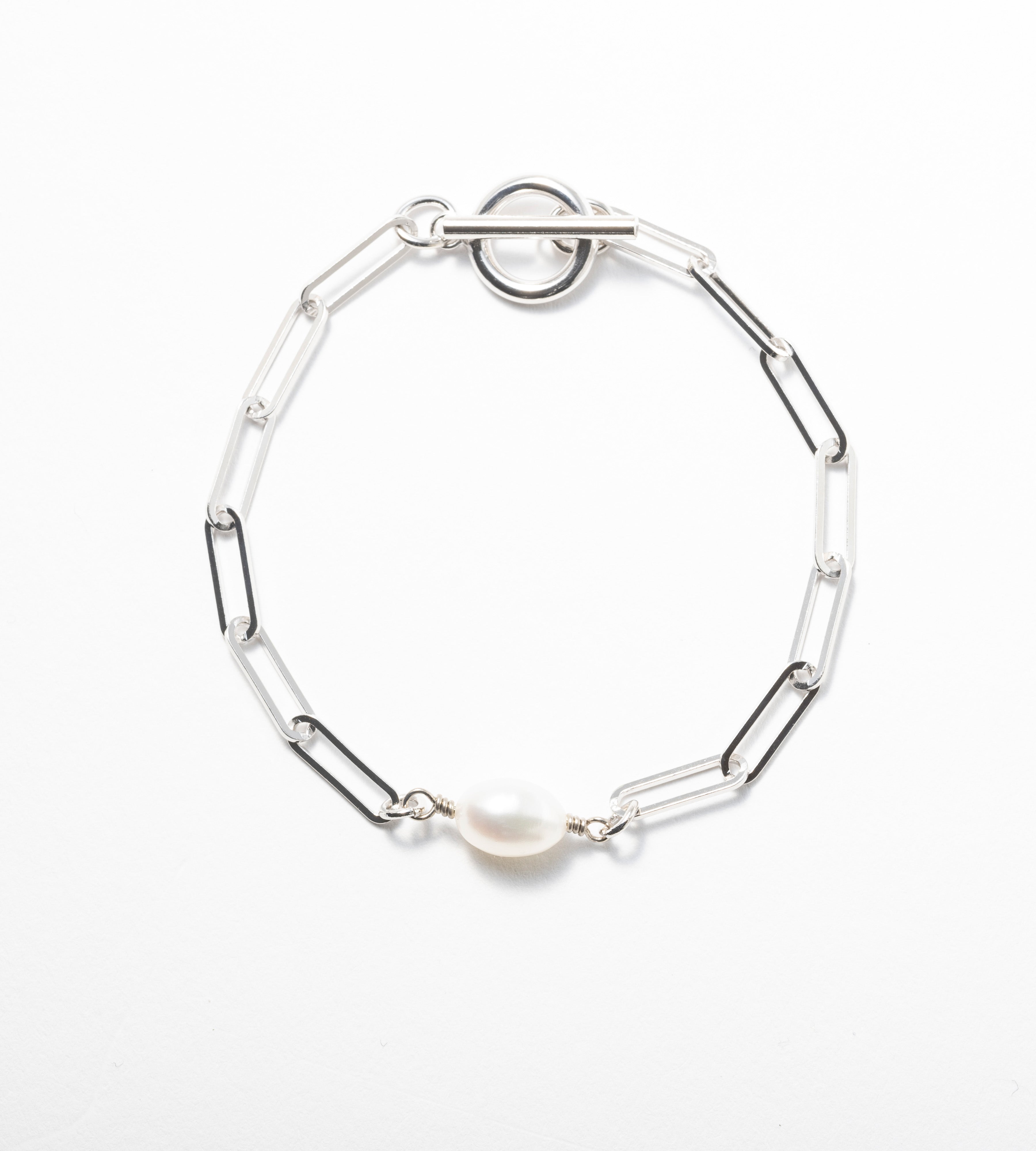 SQUARE CHAIN PEARL SETTING BRACELET - tsui