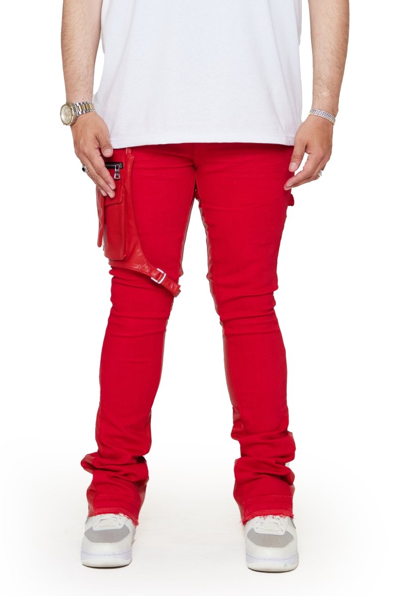DAPPER” STACKED FLARE JEAN RED WASHED – Valabasas