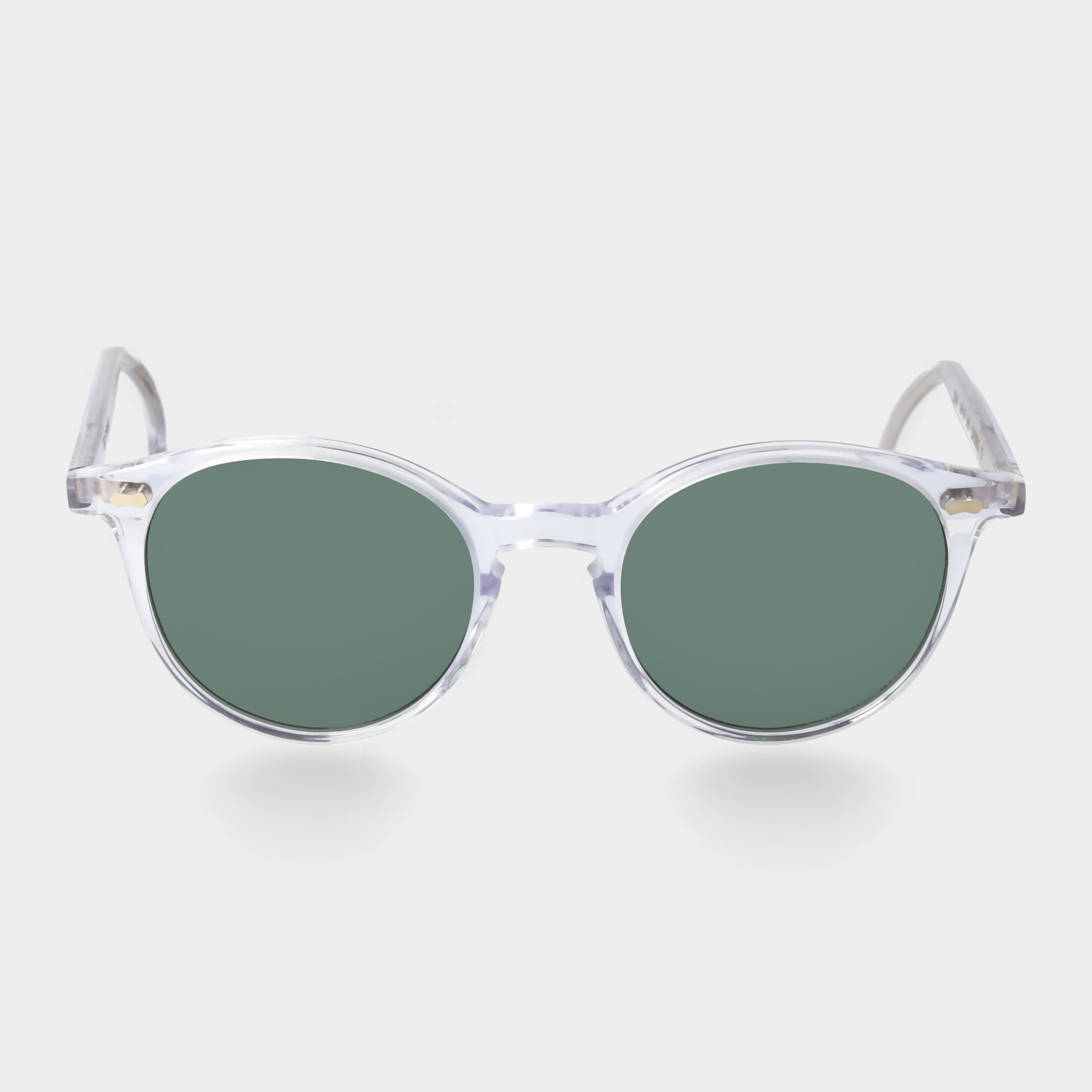 Transparent frame sunglasses with green lenses: Cran | TBD Eyewear