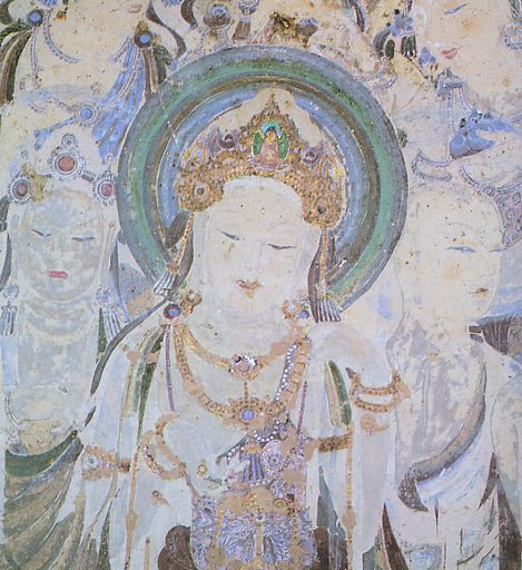 骨董市掘り出し品 中国唐時代 敦煌莫高窟壁画 彩絵AK1947A7-2 骨董