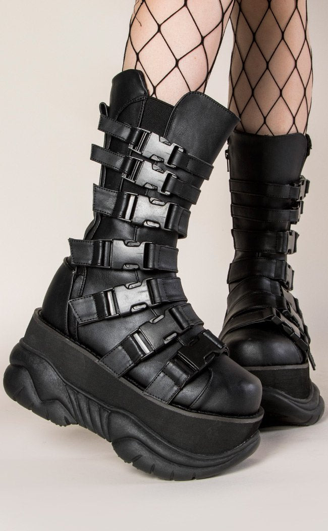 Demonia NEPTUNE-210 Black Platform Boots | Gothic Shoes Australia