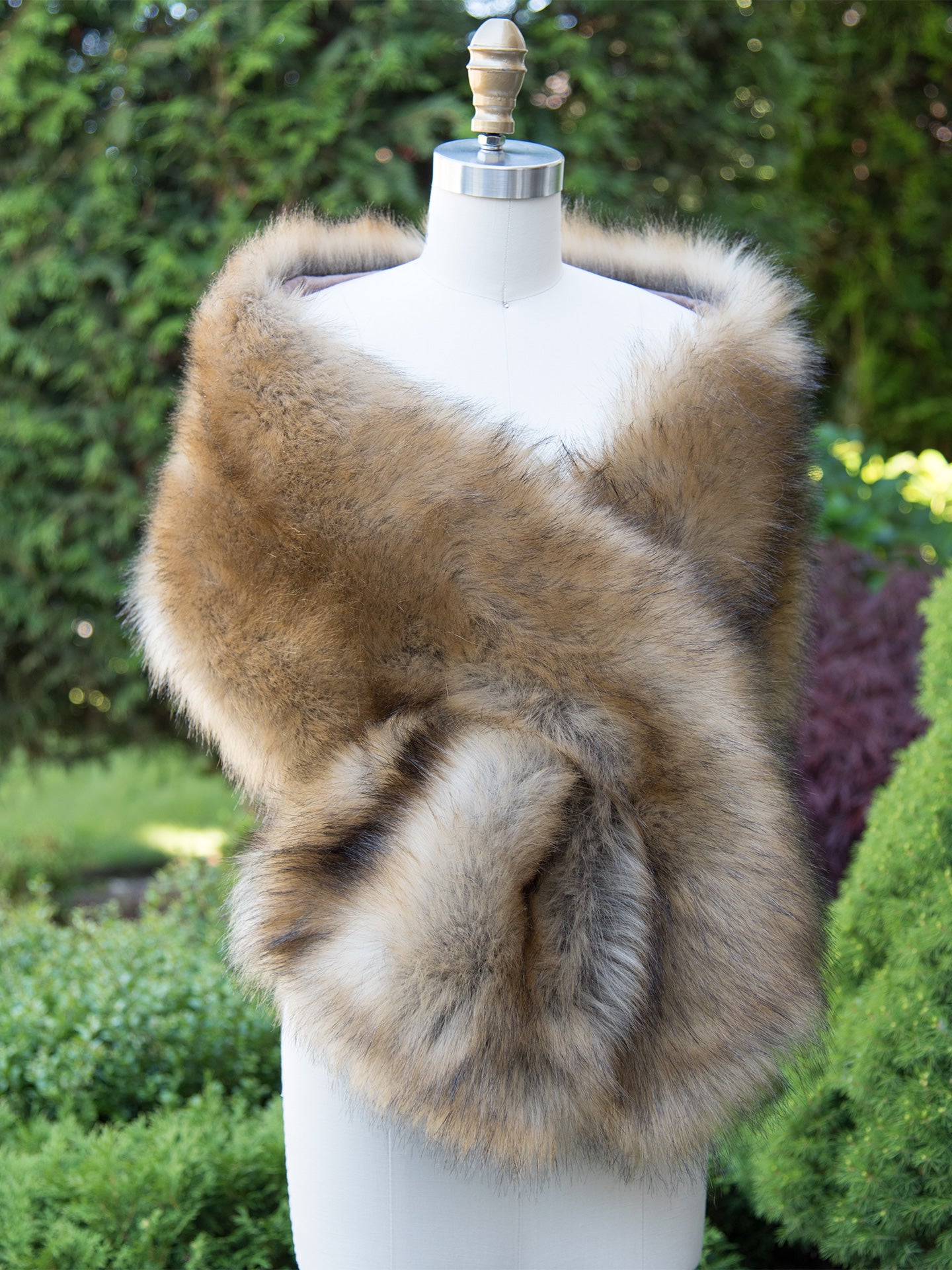Brown faux fox fur wrap bridal shawl – Tulip Bridal