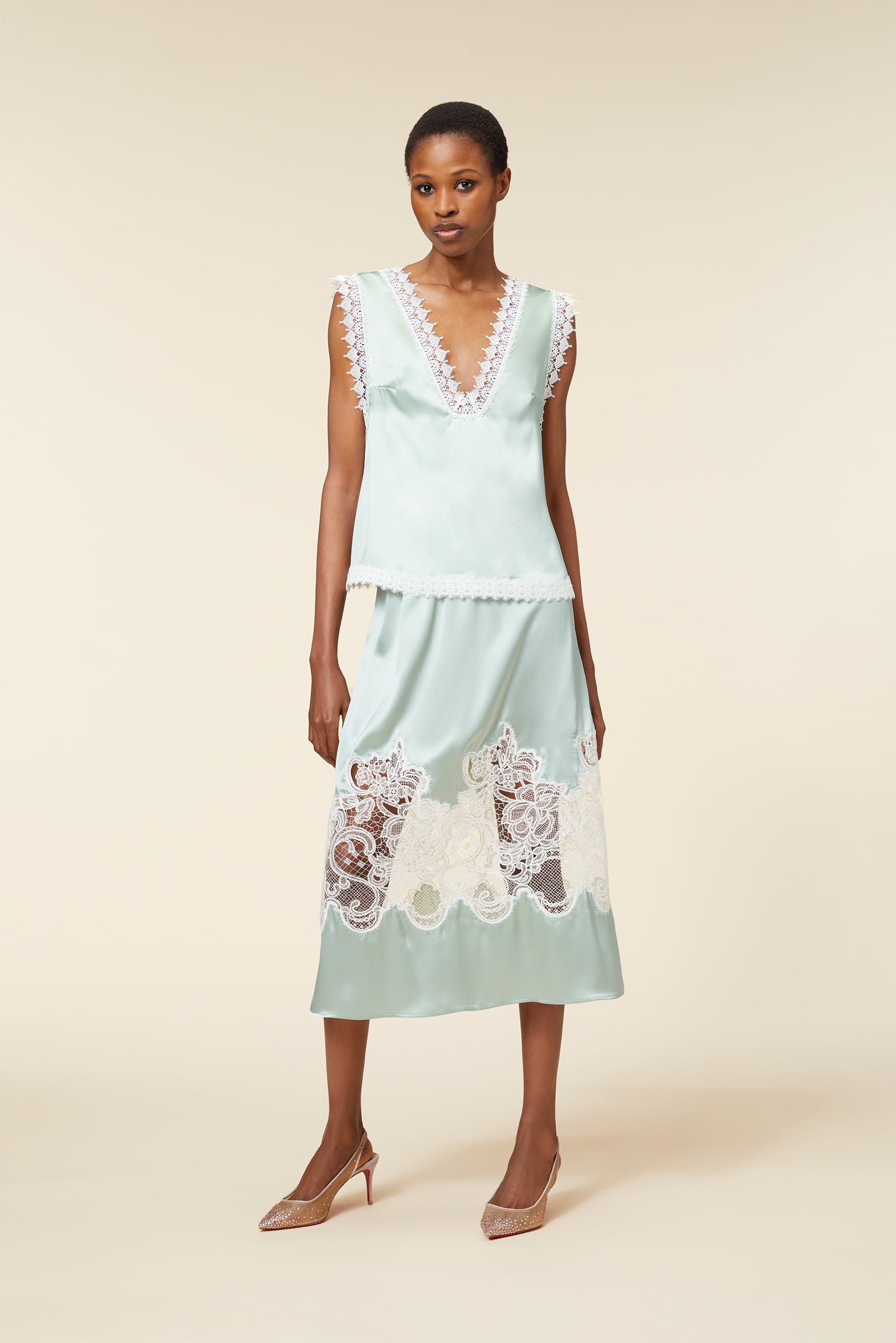 Lace Camisole Top In Blue | Designer Top By Viktor&Rolf