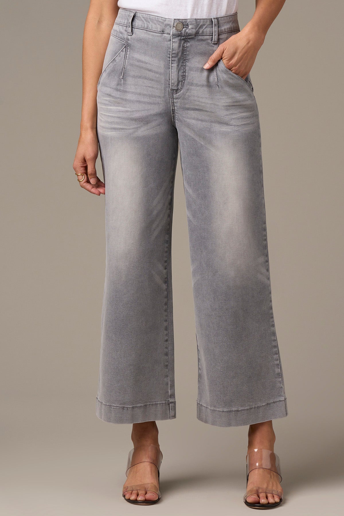Wyatt Skyrise Wide Leg Petite Jeans in Grey – Wit & Wisdom