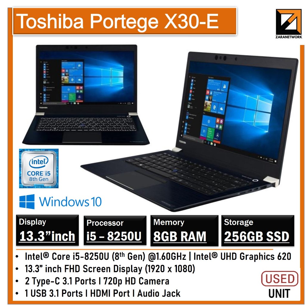TOSHIBA PORTEGE X30-E CORE i5-8250U(8TH GEN)13.3 INCH FHD SCREEN
