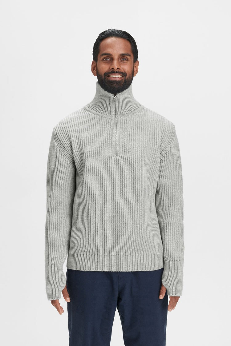 Andersen Andersen】Navy Half-Zip Light Grey – Blue Beach Denim