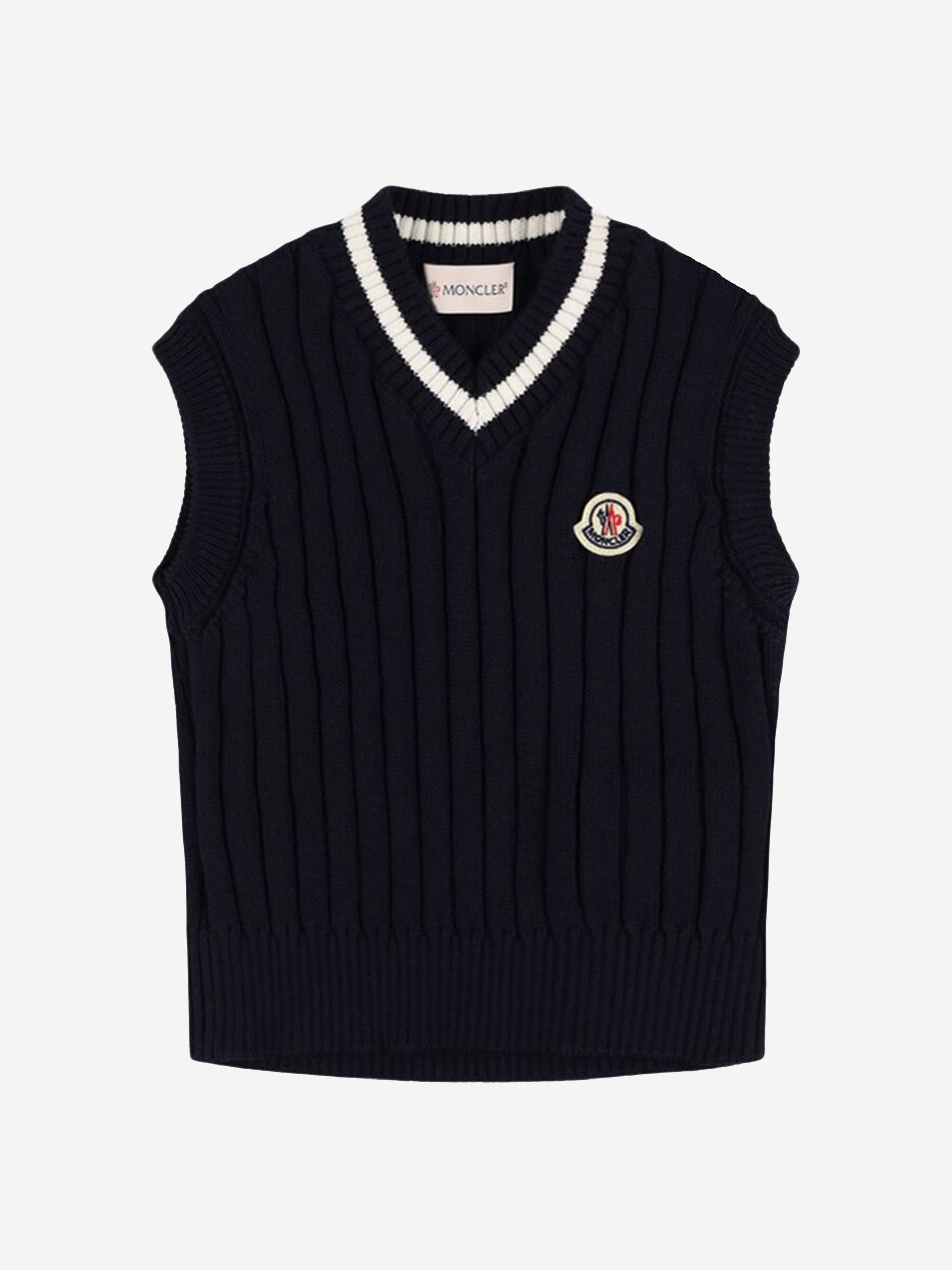 Moncler Enfant Boys Knitted Sweater Vest in Navy | Childsplay Clothing