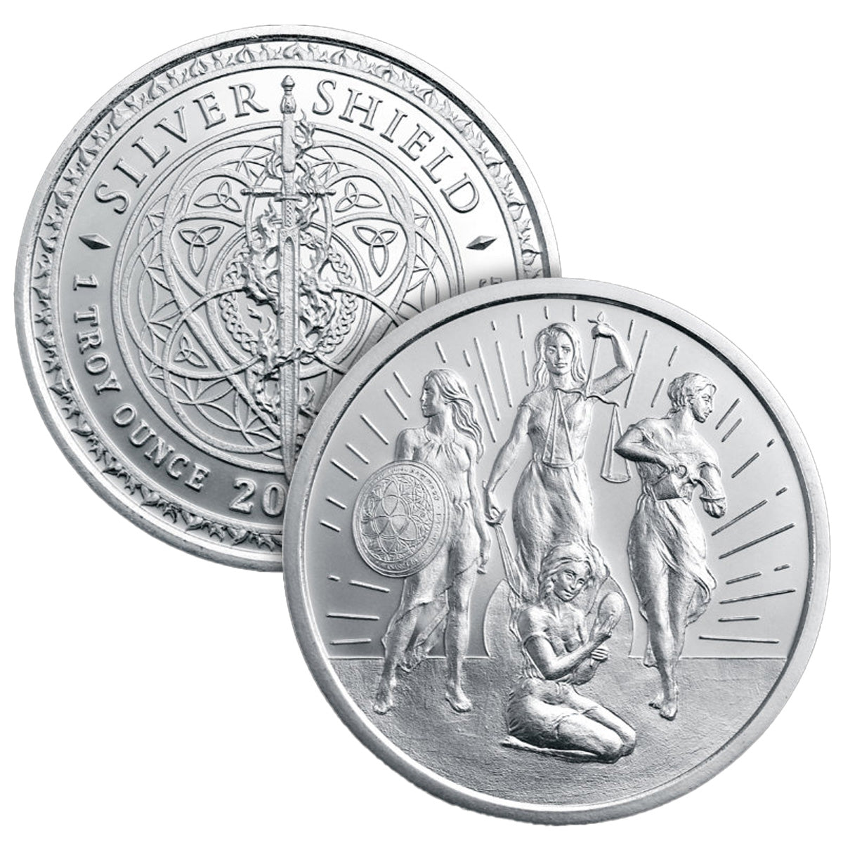 2025 Silver Shield Rising Virtues 1oz .999 Fine Silver Round (No