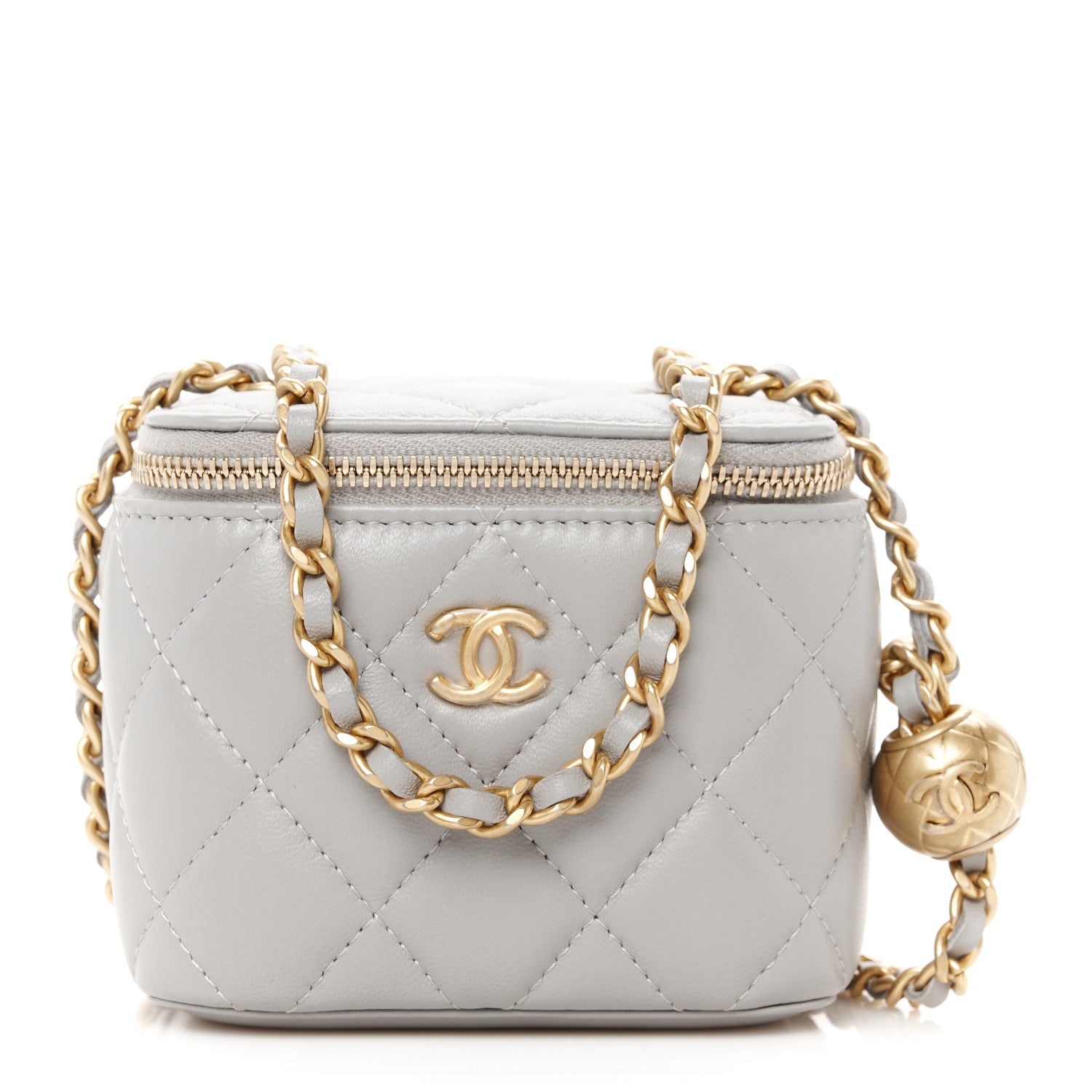 Chanel Lambskin Quilted Pearl Crush Mini Vanity Case With Chain