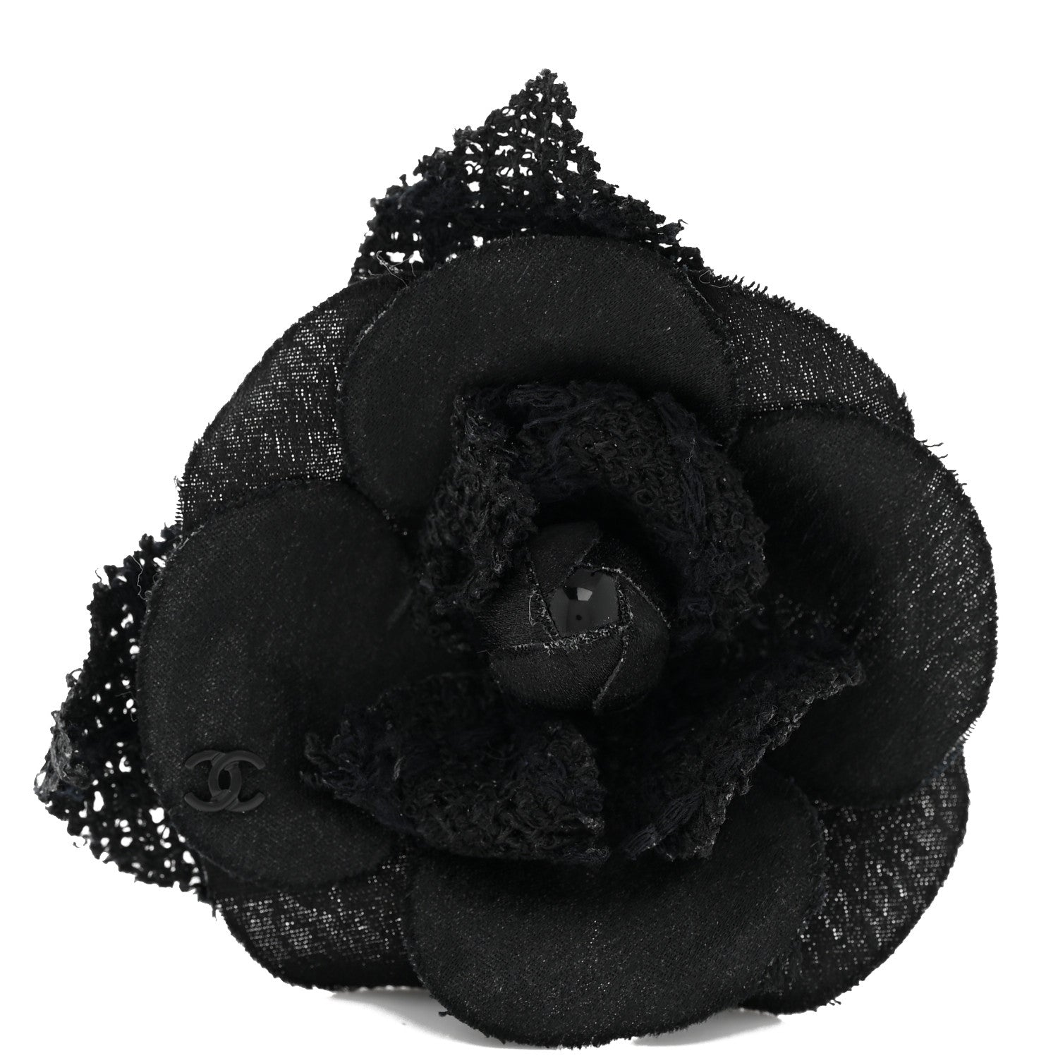 Chanel Tweed Fabric Camellia Pin Brooch Black 1819418 – FASHIONPHILE