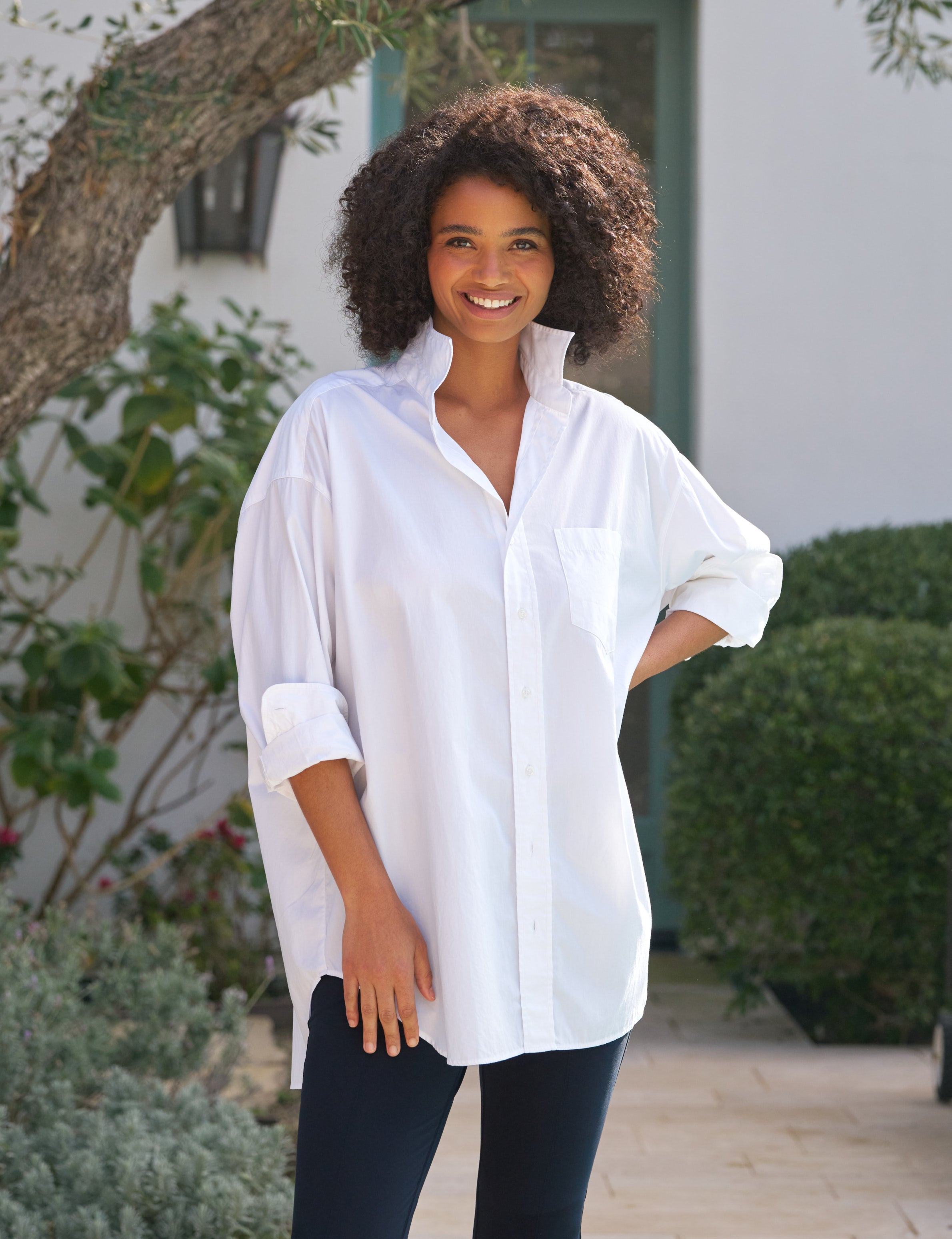 Mackenzie, One-Size Button-Up Shirt, White | Frank & Eileen