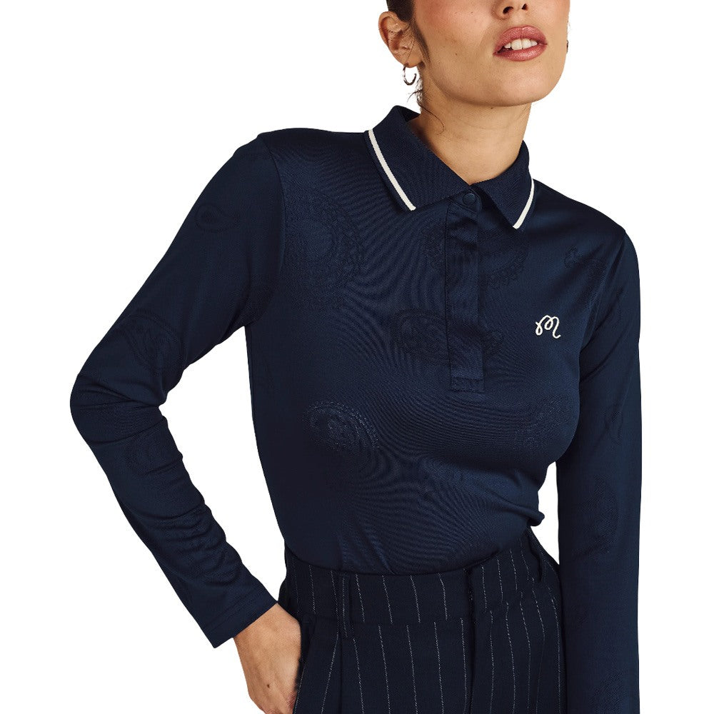Malbon Venus Paisley Golf Polo Navy - FW25 Women – Golfio