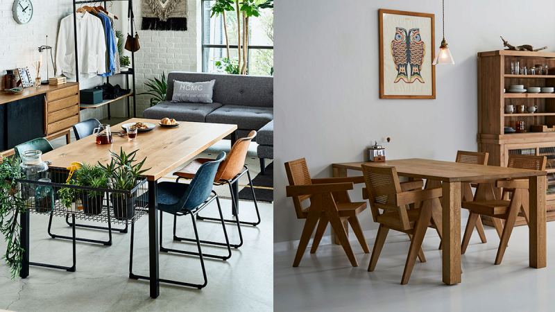 関家具 CRASH GATEより天然木のセミオーダーテーブルとハーマンソファ