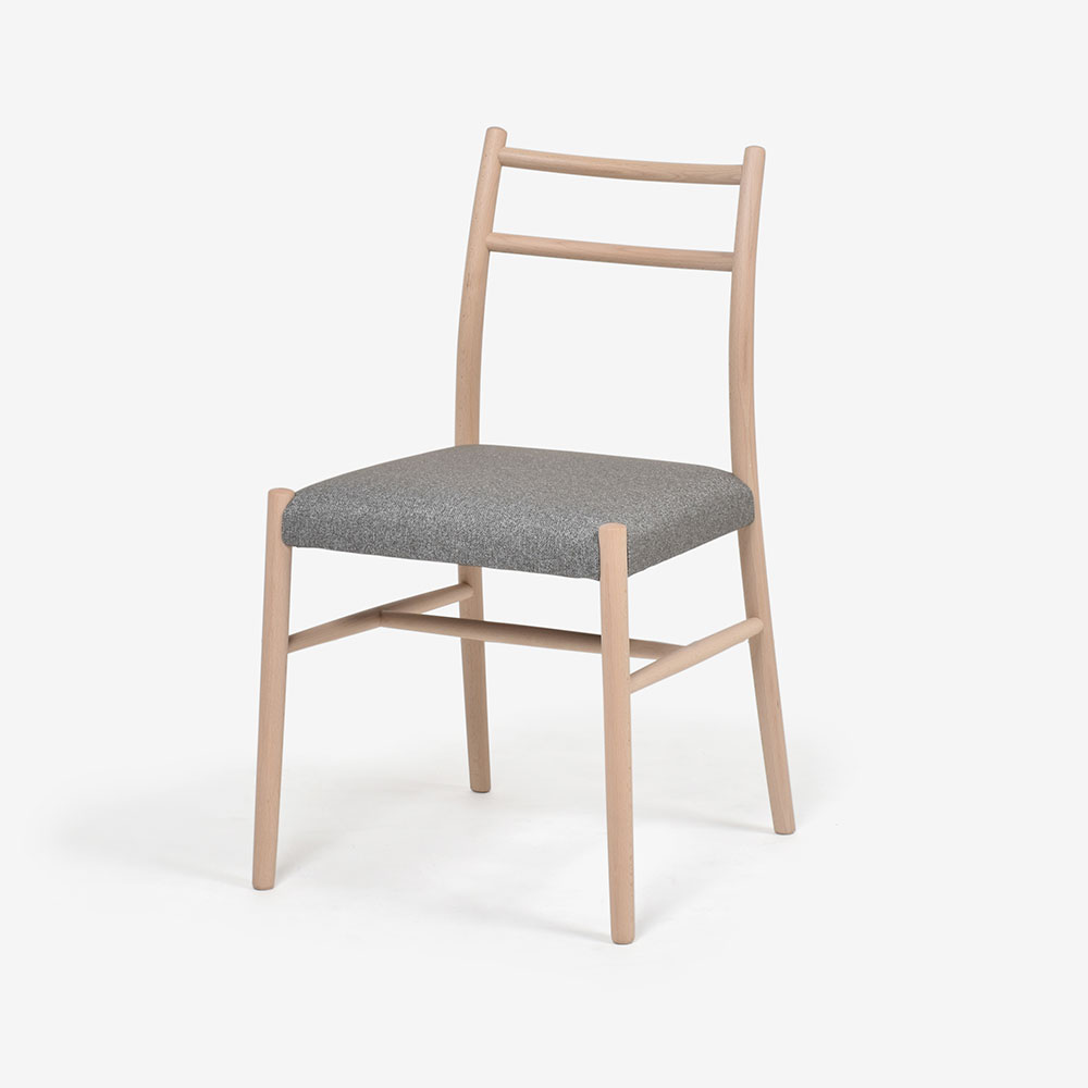 秋田木工 ダイニングチェア「ルフト S」ブナ材白木塗装 張地 布ルール