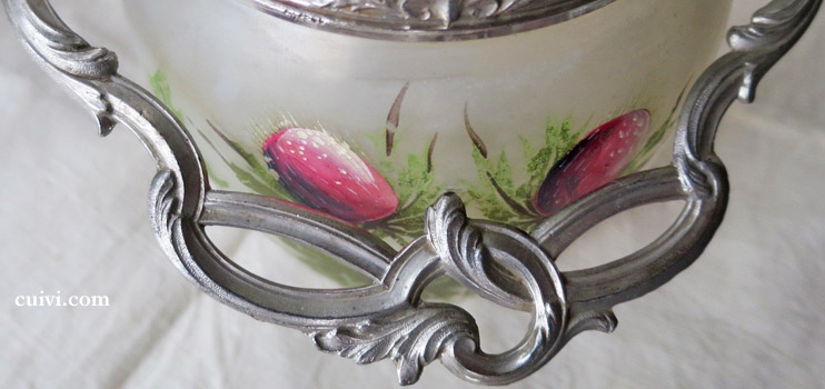 フロストガラス_ハンドペイント_アザミのビスケットジャー