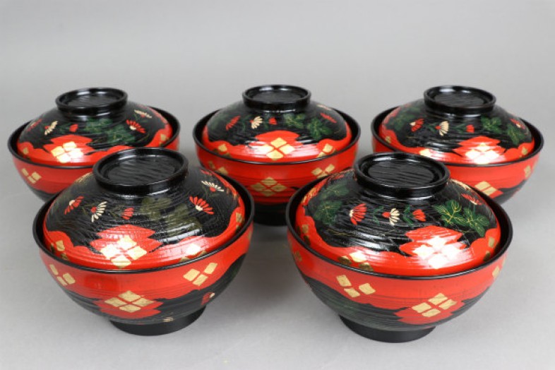 Cecile】輪島塗 岡本陽斎作 小丸椀 5組セット Cecile】輪島塗 岡本陽