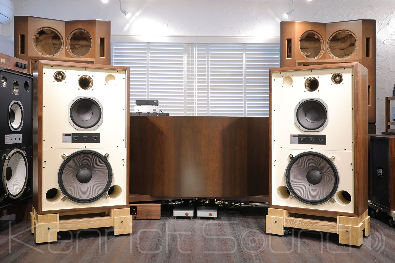 JBL 4343B アルミ青銅ホーン&クランプ 新品Caps + ATT セレクターSW 銀