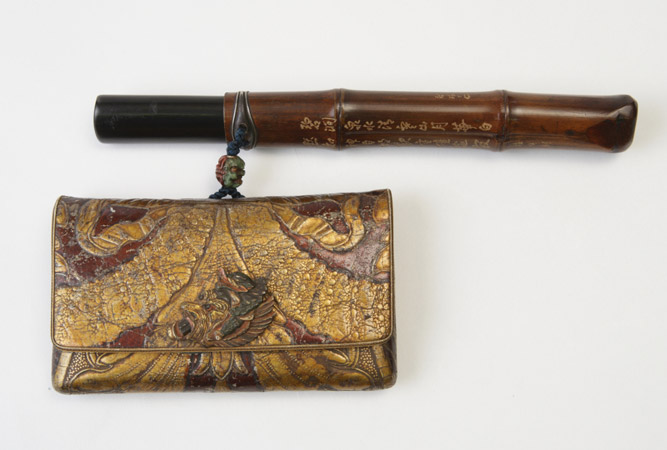小城】極上材キセル筒 提物 煙草入 時代物 細工 喫煙グッズ 明治時代