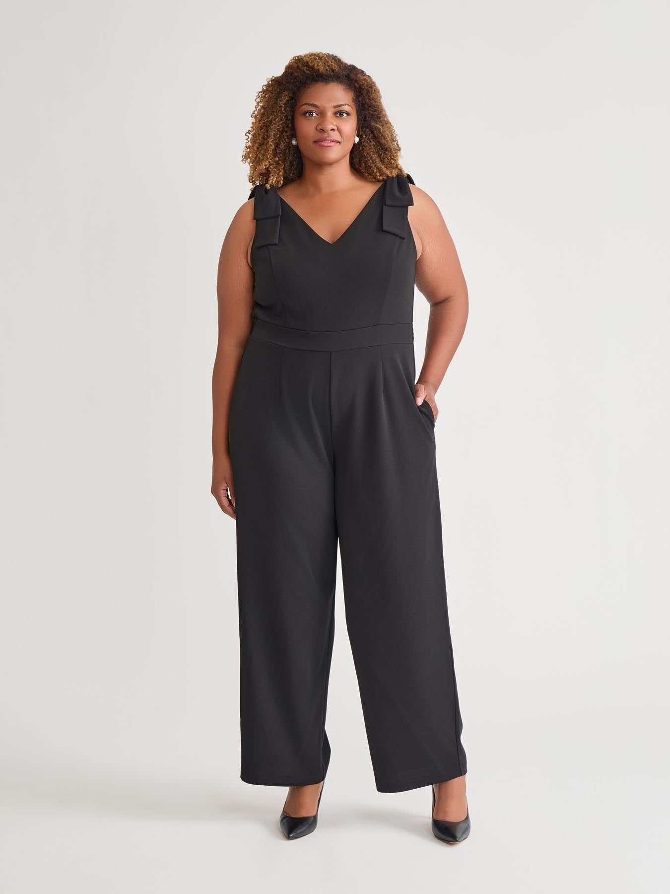 Tie Strap Jumpsuit, Black in Black | Kasper