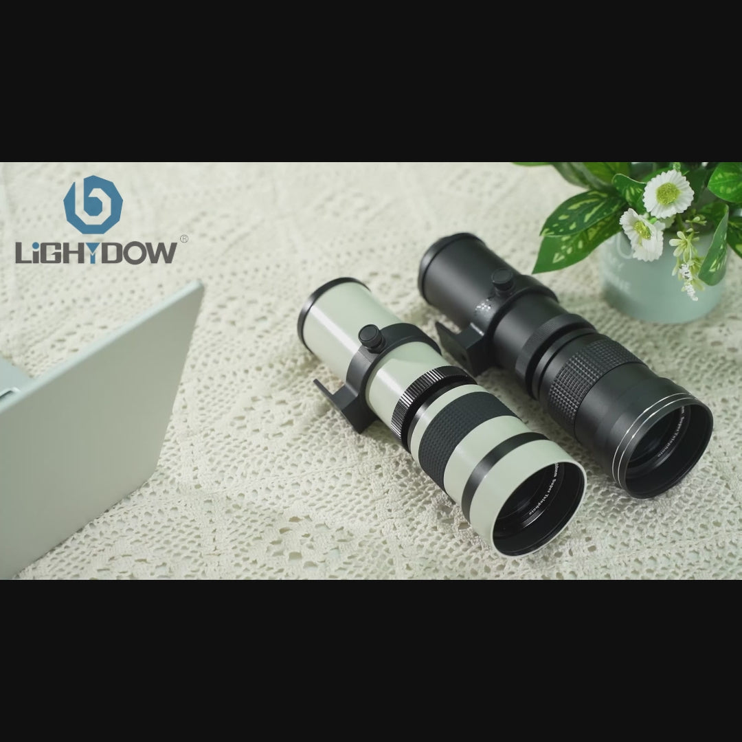 Lightdow 420-800mm f/8.3 Manual Zoom Super Telephoto Lens + T Mount Ad