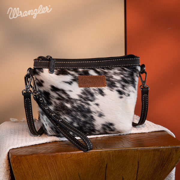 WG169-1812 Wrangler Genuine Hair-On Cowhide Crossbody - Black