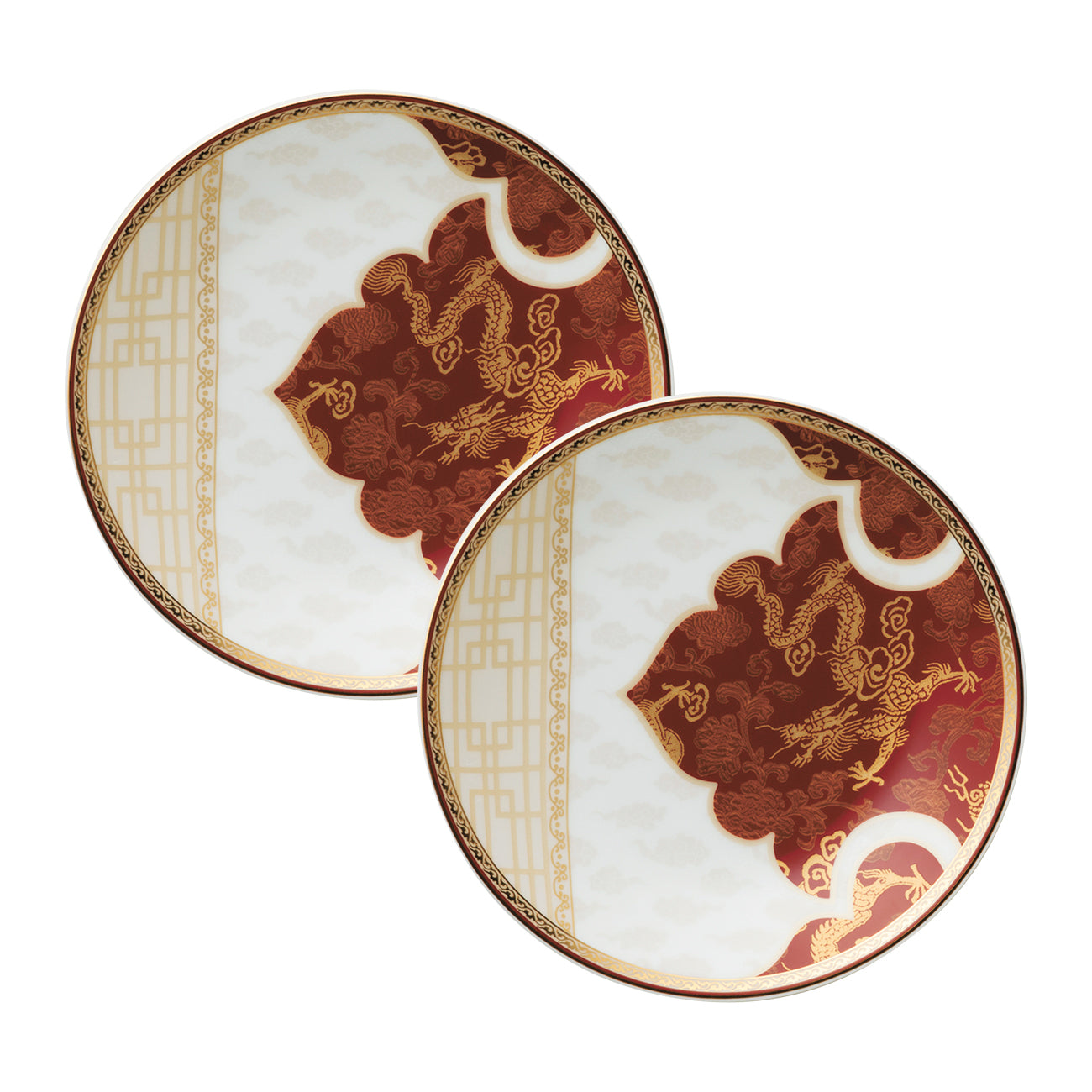 ペア16.5cm丸皿｜中華用ブランド食器プレート｜NOVEL DRAGON｜ニッコー