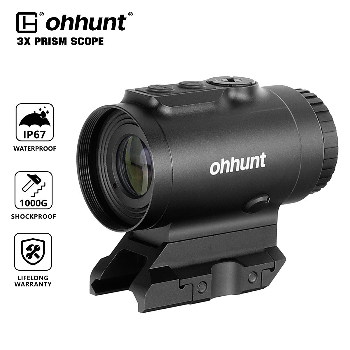 ohhunt® 3X プリズム スコープ PS N2、BDC レチクルおよび絶対コ
